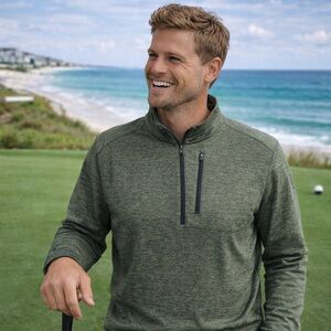 Swiss Tech Mens Size Large 1/4 Zip Pullover Athletic Activewear Green Sweater